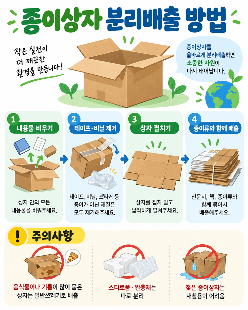 종이 상자 분리배출 인포그래픽 사진